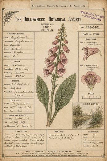 An aged specimen label with handwritten annotation